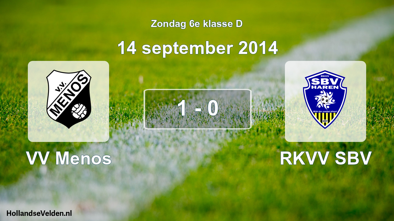Total number of matches played: VV Menos - RKVV SBV 1 - 0 (14 September 2014)