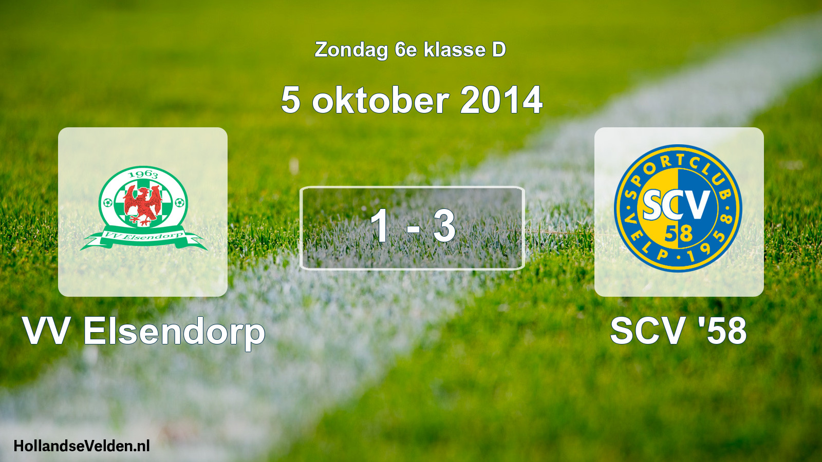 Total number of matches played: VV Elsendorp - SCV '58 1 - 3 (5 October 2014)