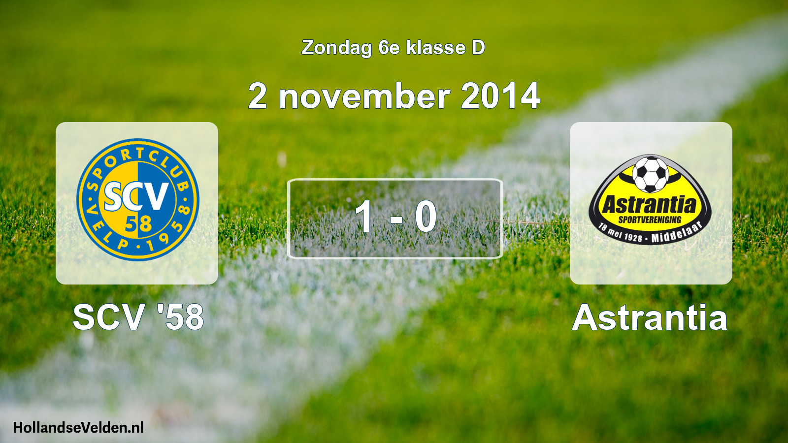 Total number of matches played: SCV '58 - Astrantia 1 - 0 (2 November 2014)