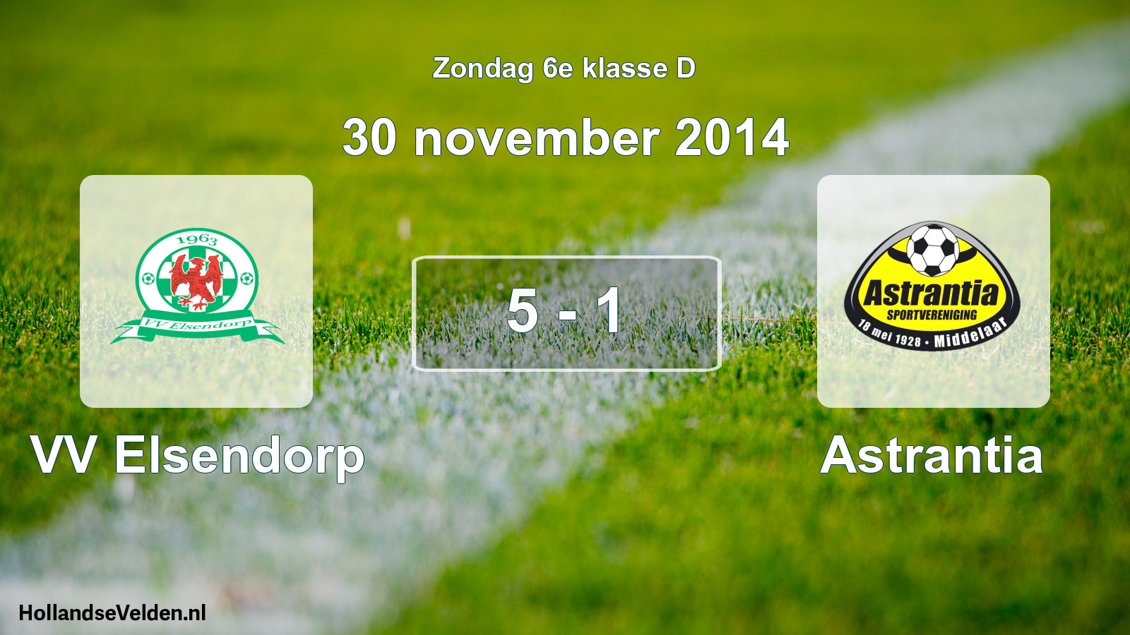 Total number of matches played: VV Elsendorp - Astrantia 5 - 1 (30 November 2014)