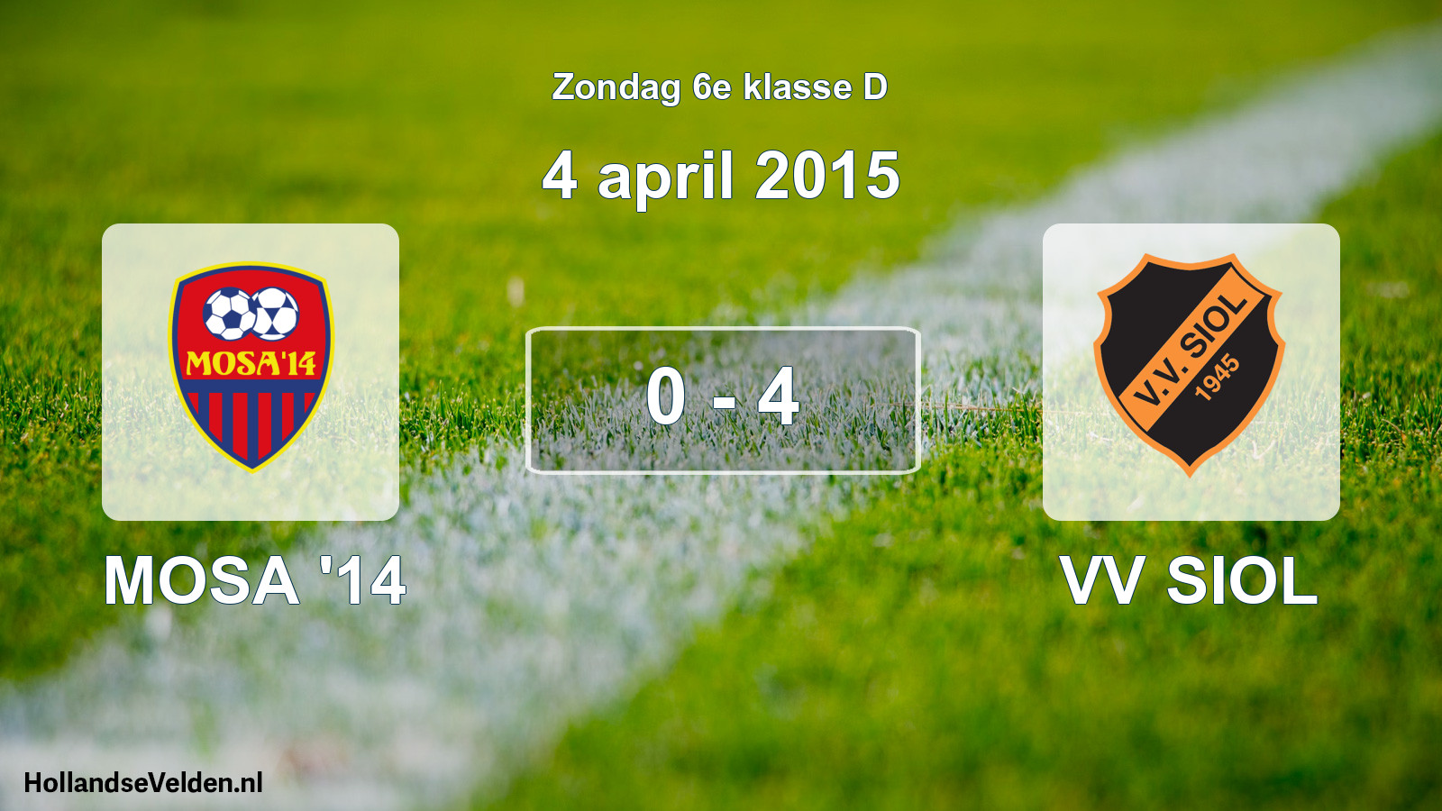 Total number of matches played: MOSA '14 - VV SIOL 0 - 4 (4 April 2015)