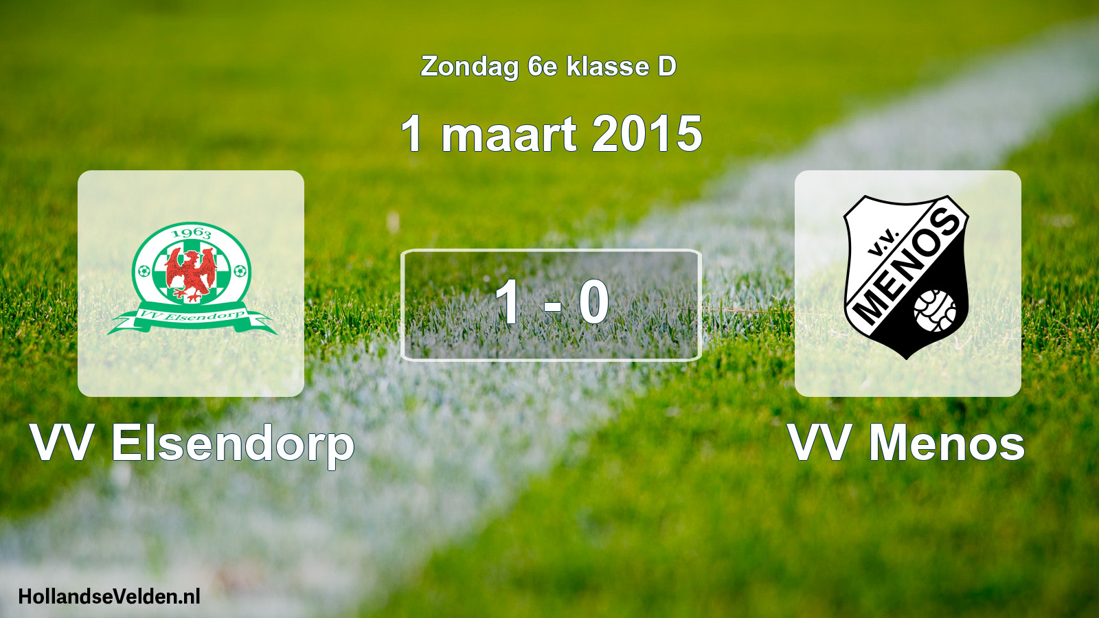 Total number of matches played: VV Elsendorp - VV Menos 1 - 0 (1 March 2015)