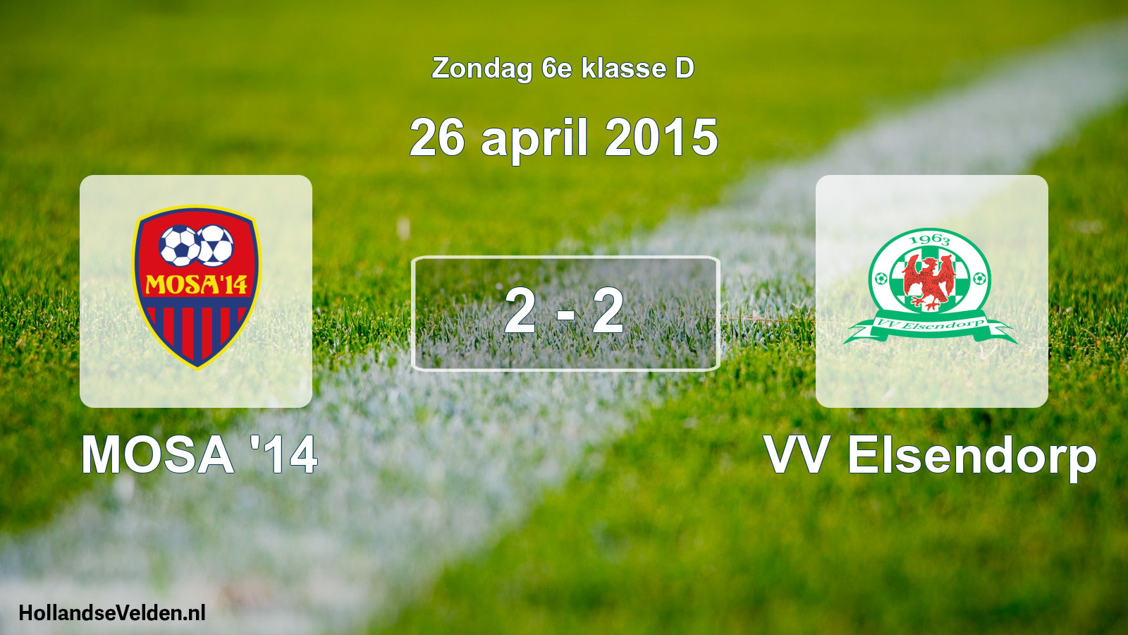 Total number of matches played: MOSA '14 - VV Elsendorp 2 - 2 (26 April 2015)