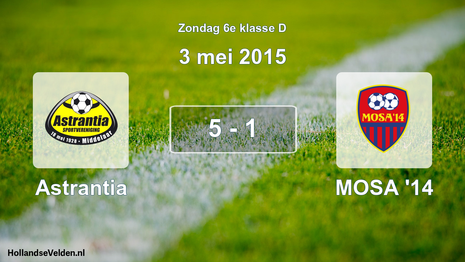 Total number of matches played: Astrantia - MOSA '14 5 - 1 (3 May 2015)