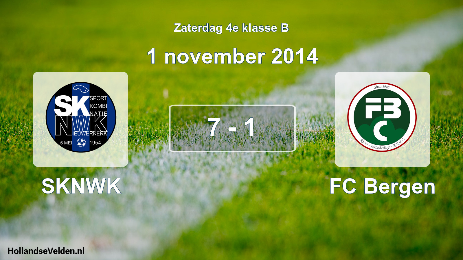 Total number of matches played: SKNWK - FC Bergen 7 - 1 (1 November 2014)