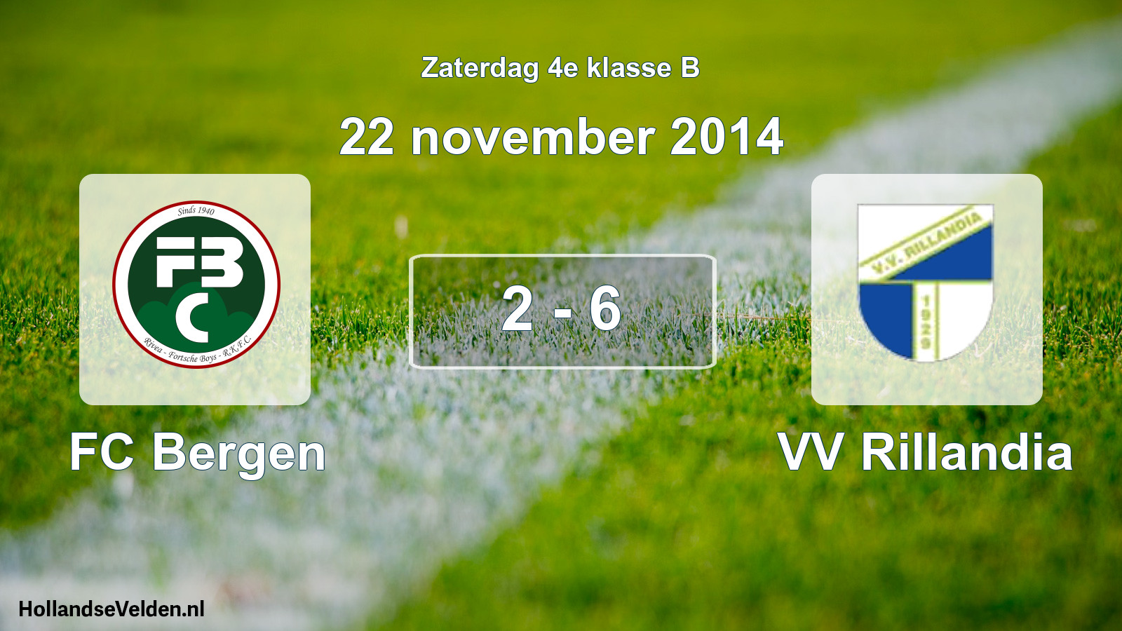 Total number of matches played: FC Bergen - VV Rillandia 2 - 6 (22 November 2014)