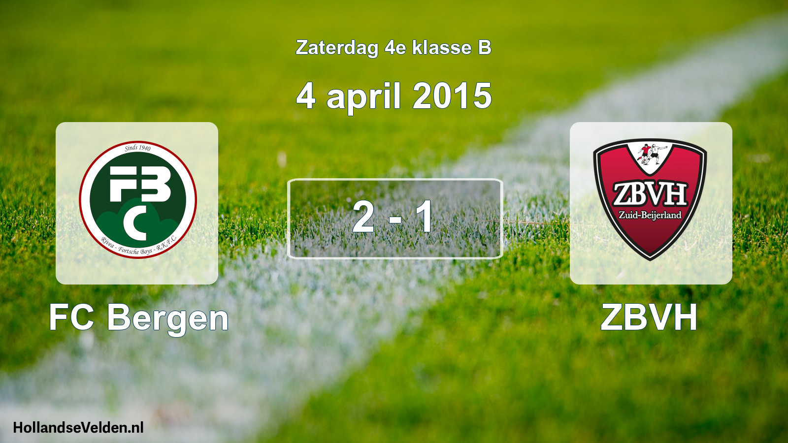 Total number of matches played: FC Bergen - ZBVH 2 - 1 (4 April 2015)
