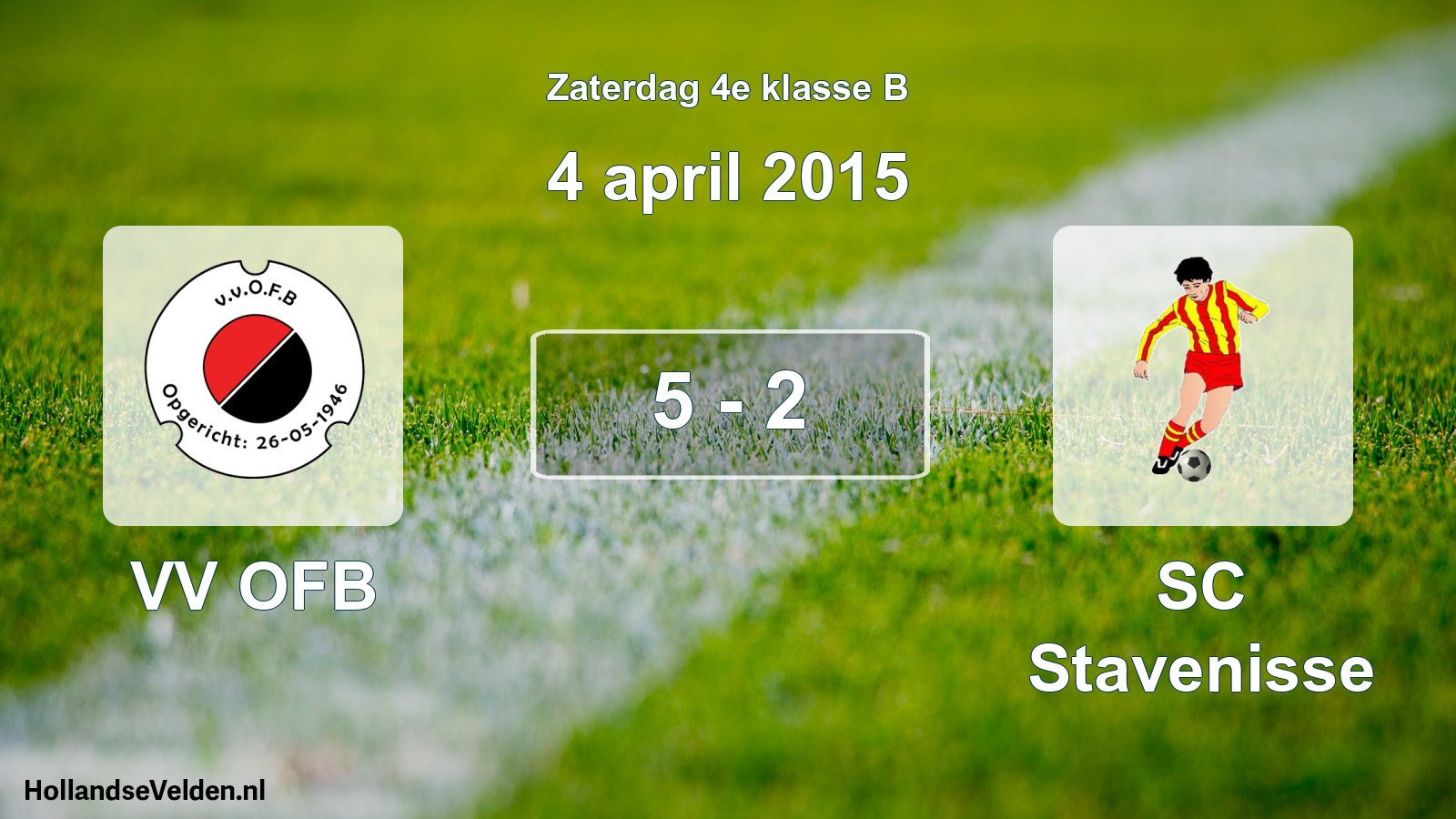 Total number of matches played: VV OFB - SC Stavenisse 5 - 2 (4 April 2015)