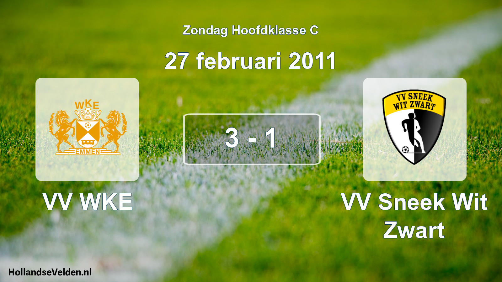 Total number of matches played: VV WKE - VV Sneek Wit Zwart 3 - 1 (27 February 2011)
