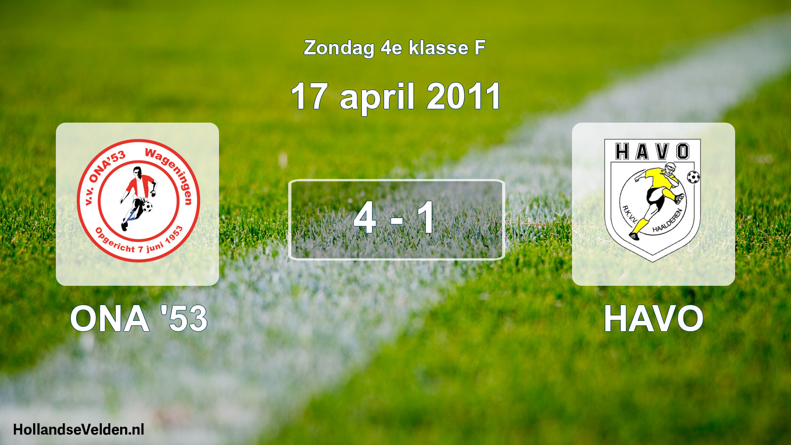 Total number of matches played: ONA '53 - HAVO 4 - 1 (17 April 2011)