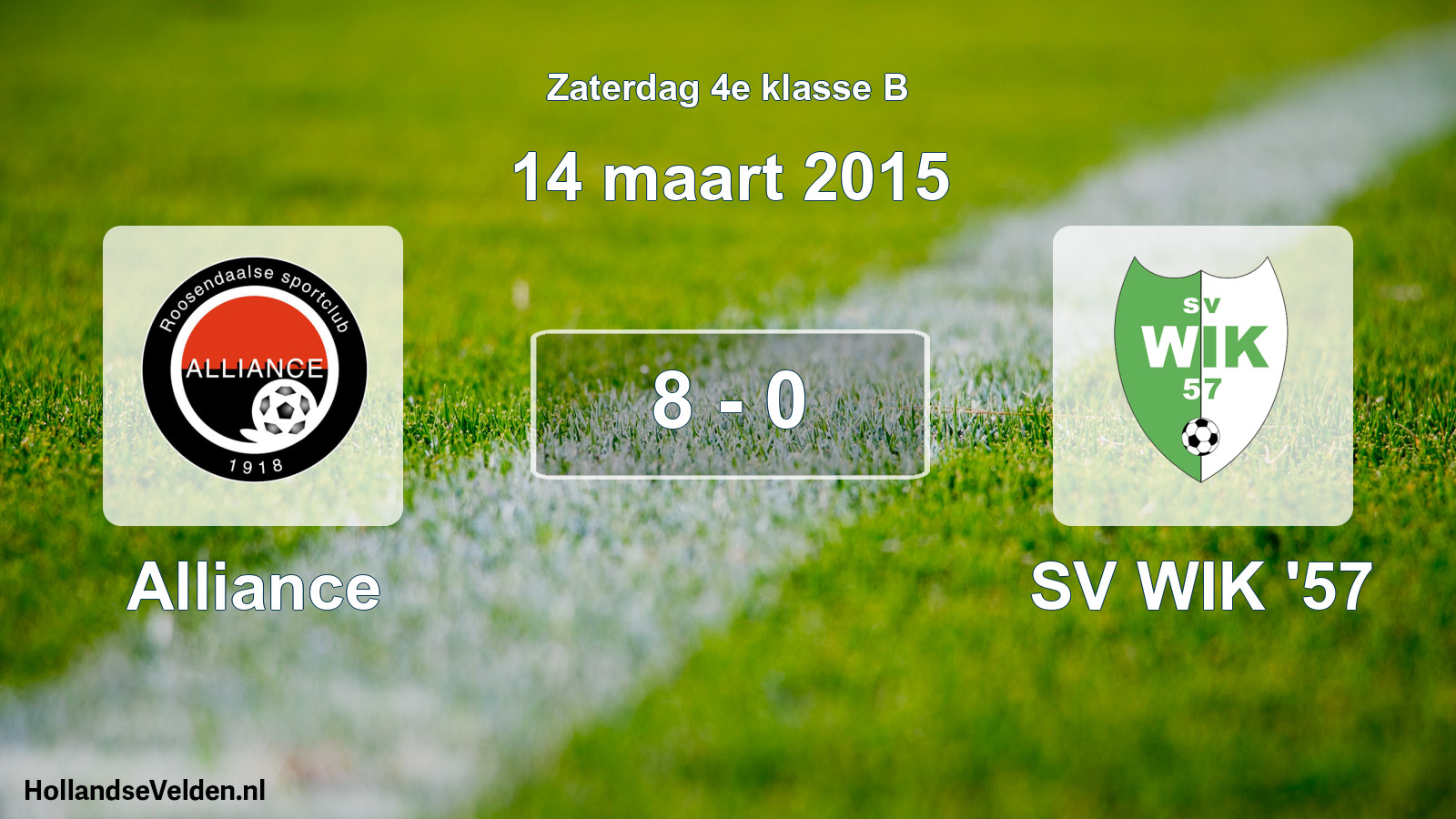 Total number of matches played: Alliance - SV WIK '57 8 - 0 (14 March 2015)