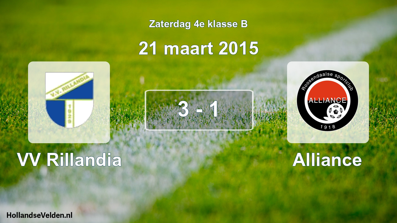 Total number of matches played: VV Rillandia - Alliance 3 - 1 (21 March 2015)
