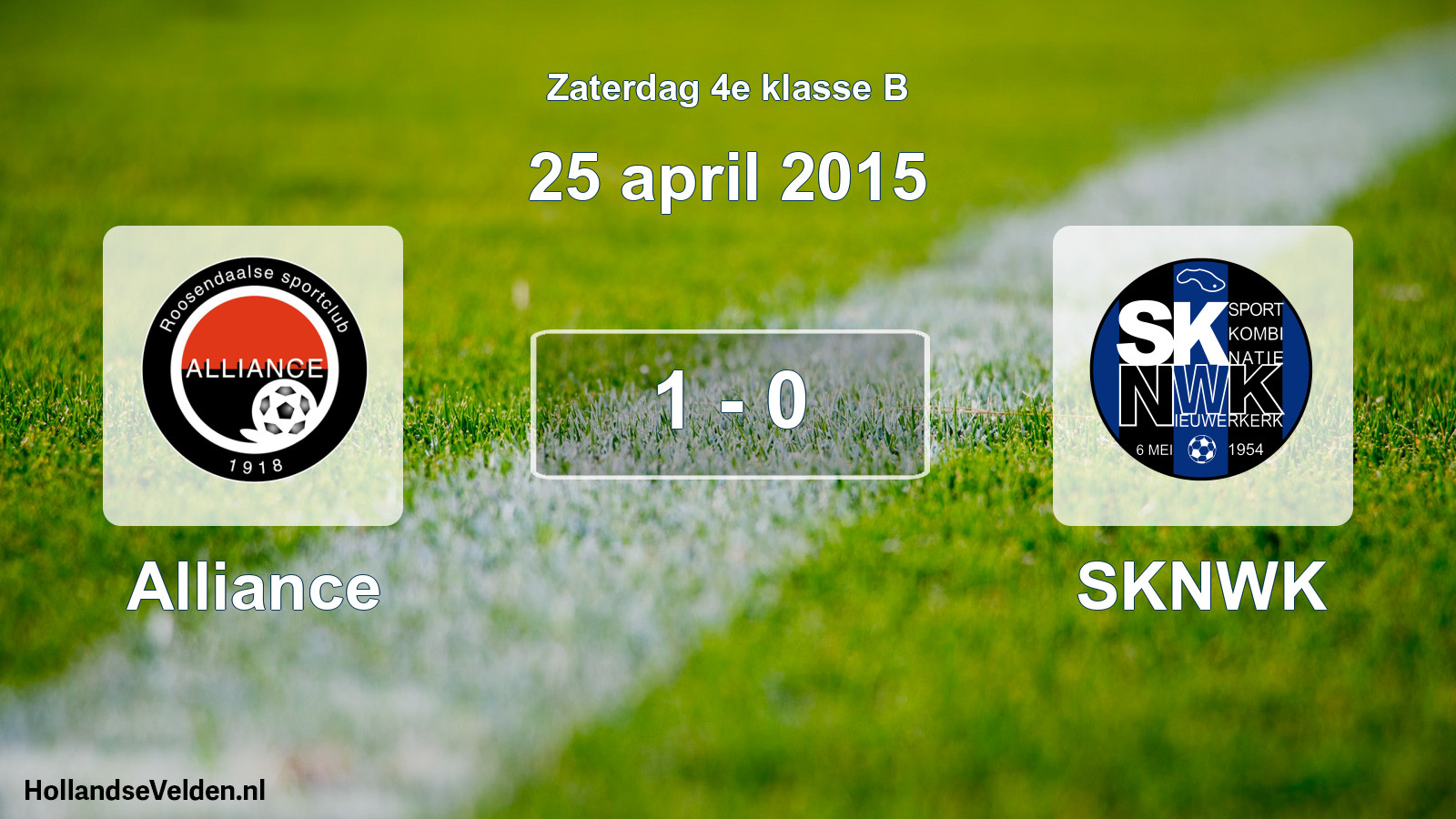 Total number of matches played: Alliance - SKNWK 1 - 0 (25 April 2015)