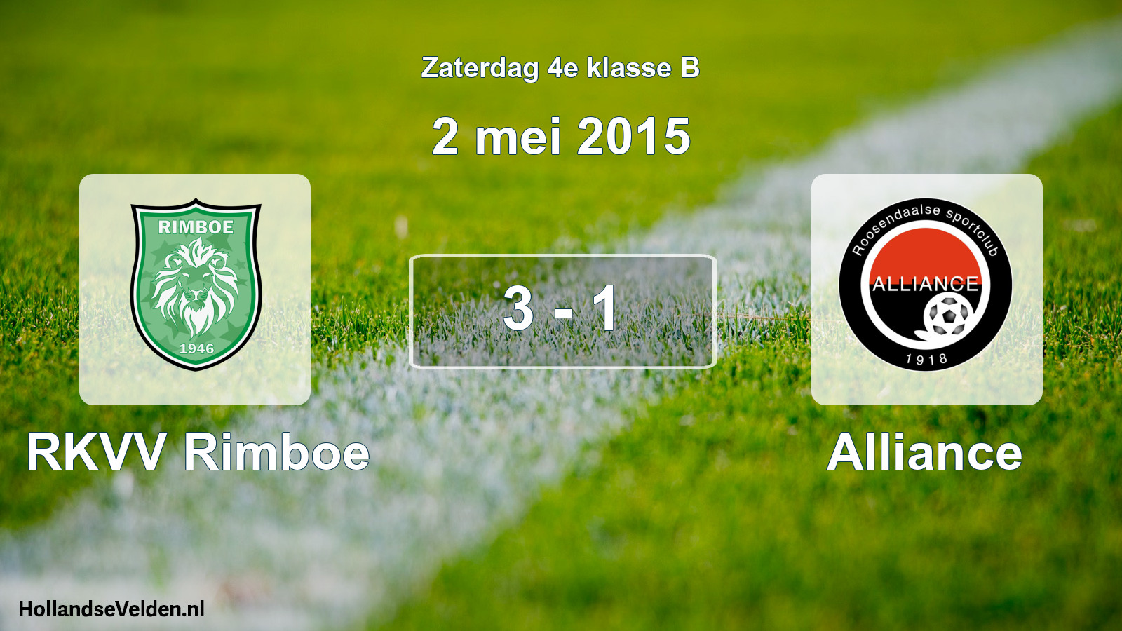 Total number of matches played: RKVV Rimboe - Alliance 3 - 1 (2 May 2015)