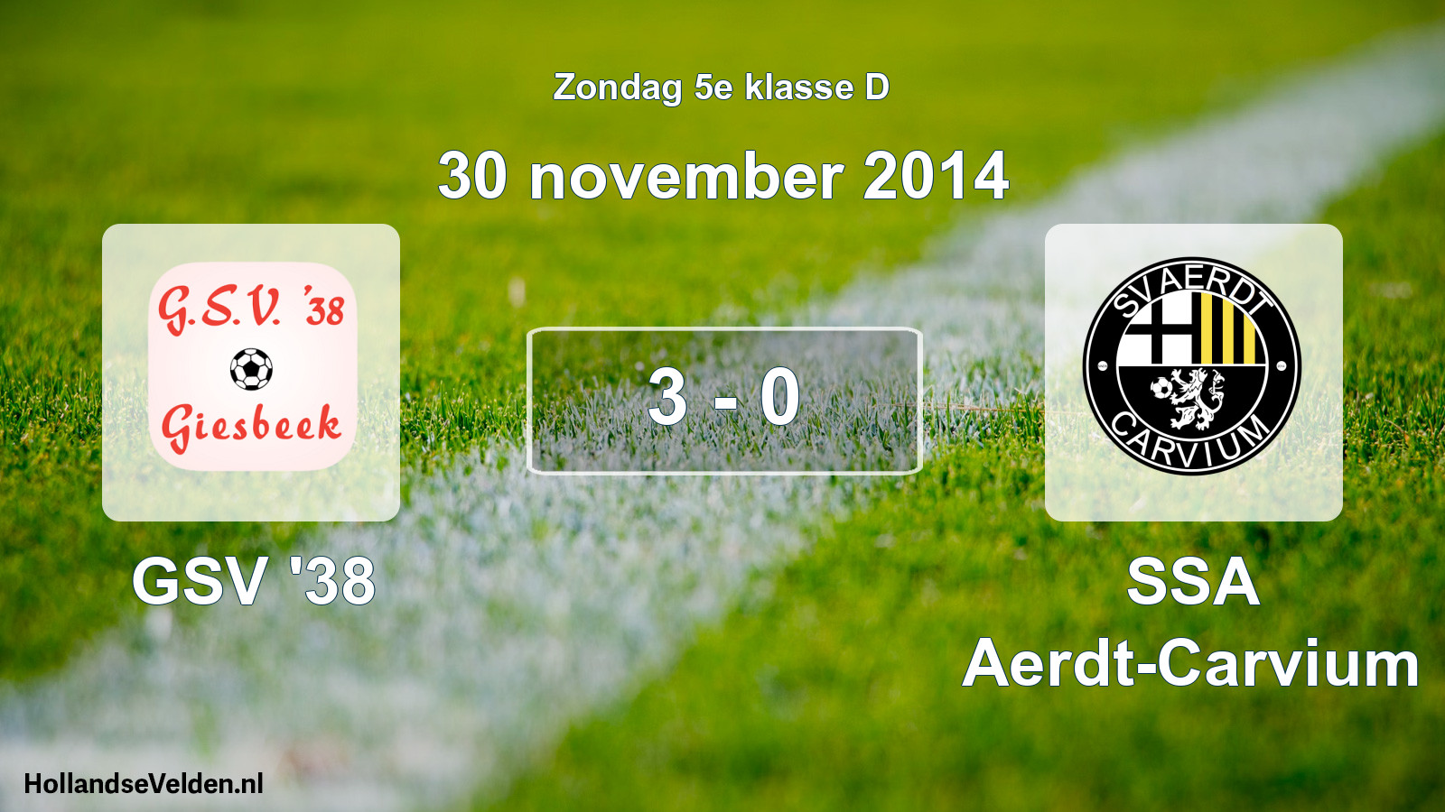 Total number of matches played: GSV '38 - SSA Aerdt-Carvium 3 - 0 (30 November 2014)