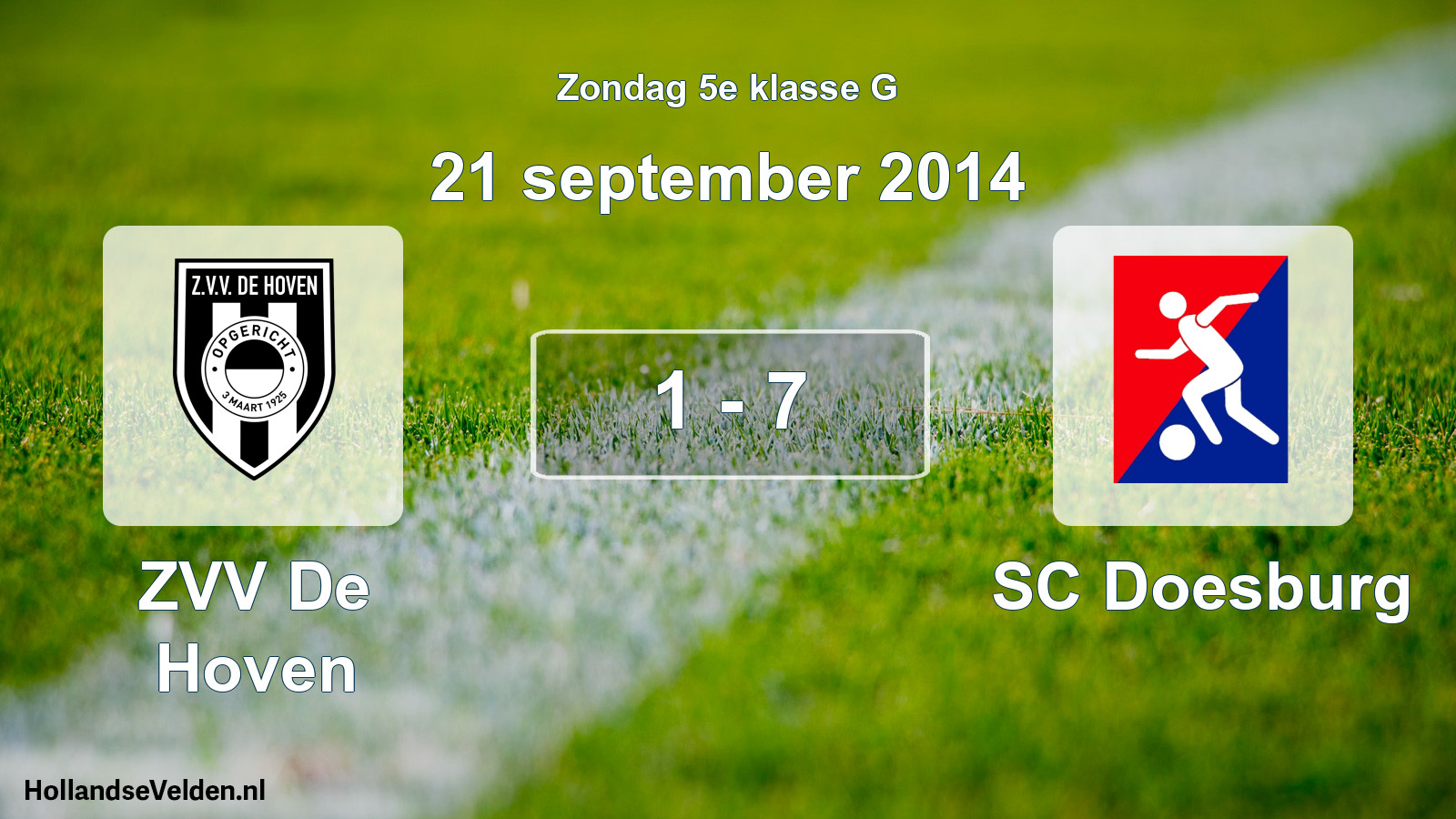 Total number of matches played: ZVV De Hoven - SC Doesburg 1 - 7 (21 September 2014)