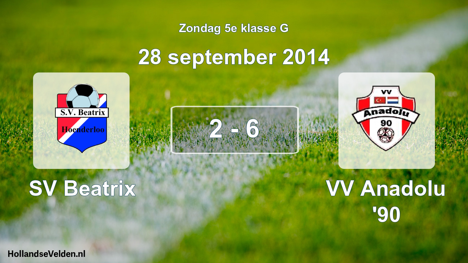 Total number of matches played: SV Beatrix - VV Anadolu '90 2 - 6 (28 September 2014)
