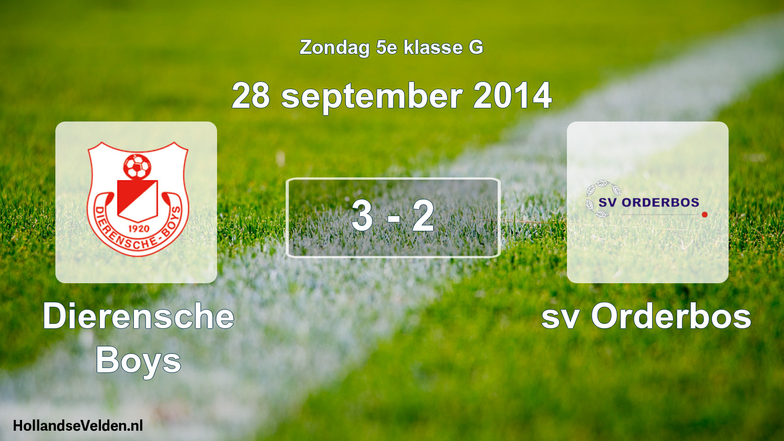 Total number of matches played: Dierensche Boys - sv Orderbos 3 - 2 (28 September 2014)