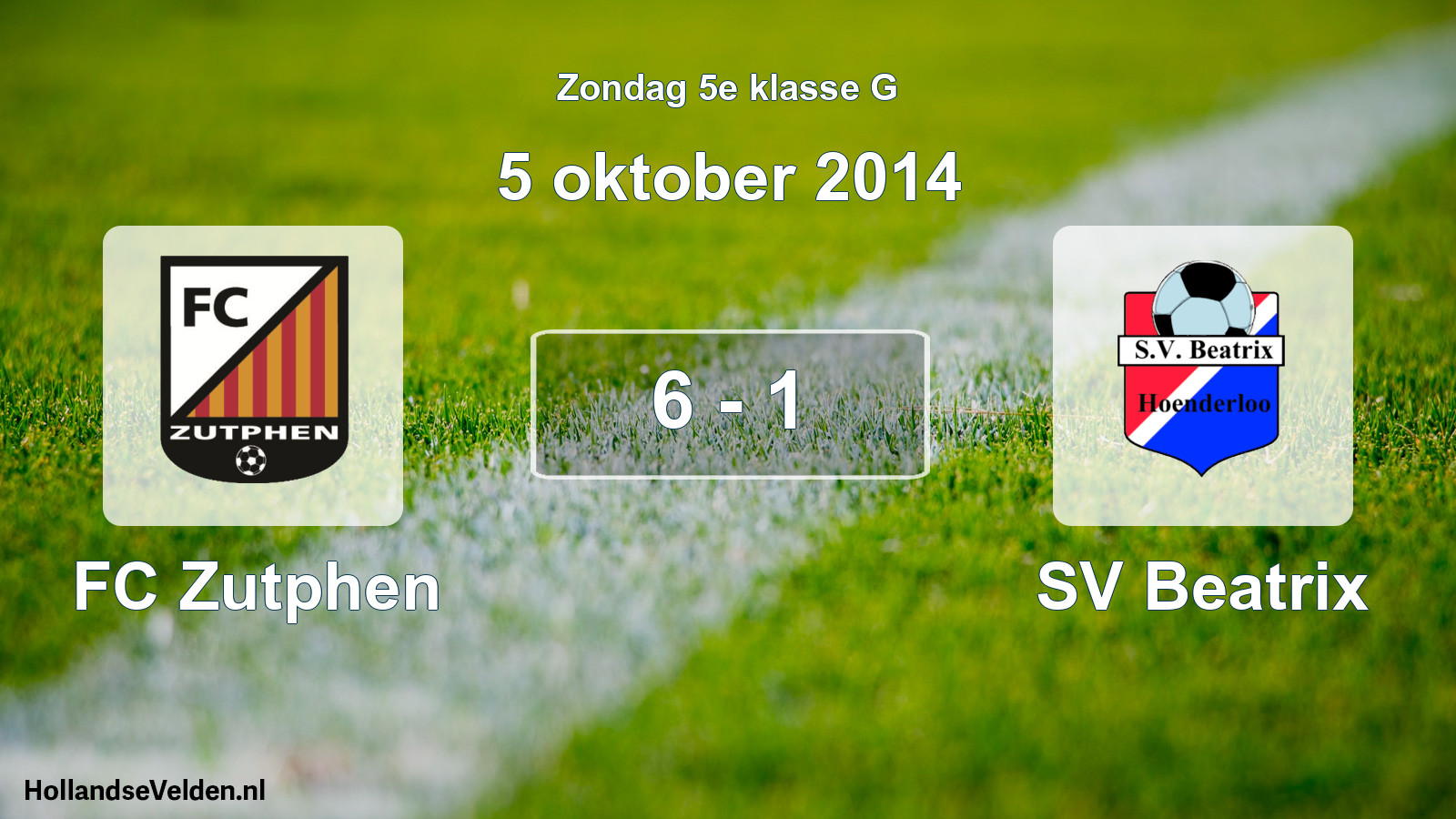 Total number of matches played: FC Zutphen - SV Beatrix 6 - 1 (5 October 2014)