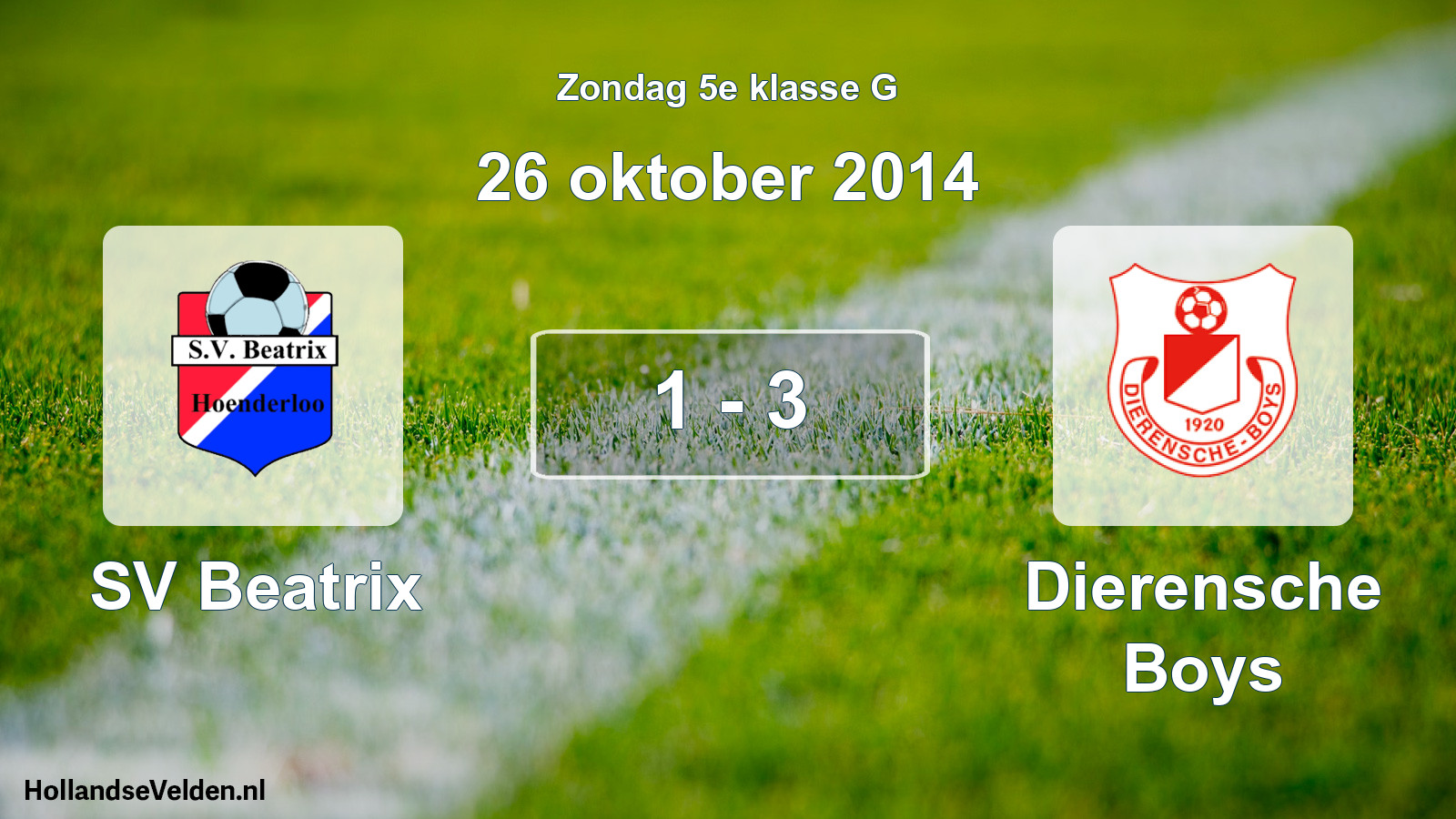 Total number of matches played: SV Beatrix - Dierensche Boys 1 - 3 (26 October 2014)