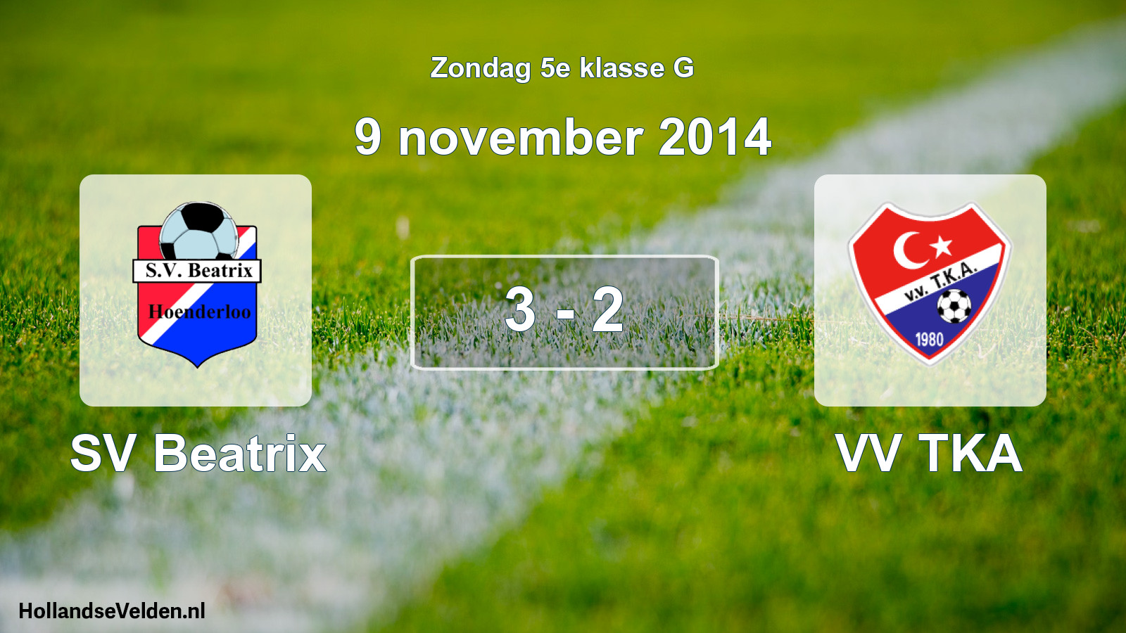 Total number of matches played: SV Beatrix - VV TKA 3 - 2 (9 November 2014)