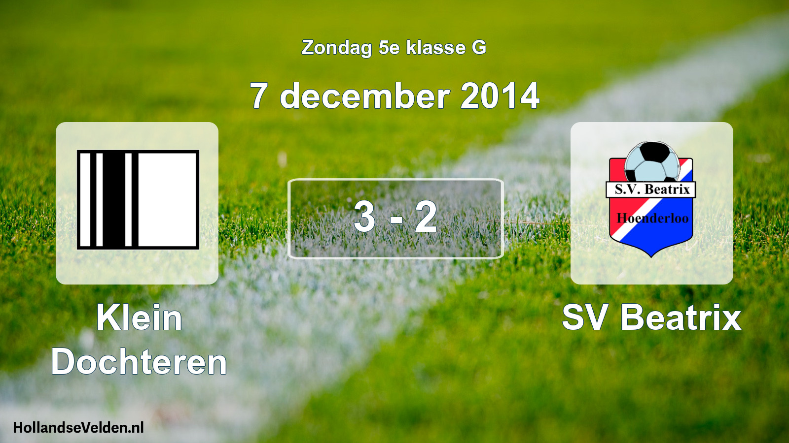 Total number of matches played: Klein Dochteren - SV Beatrix 3 - 2 (7 December 2014)