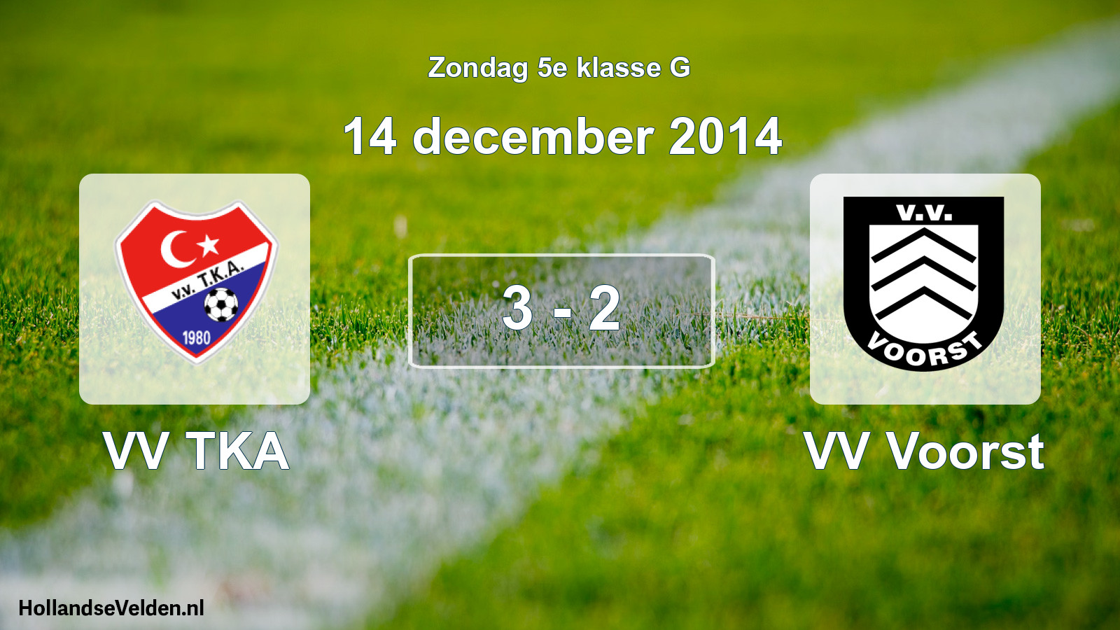 Total number of matches played: VV TKA - VV Voorst 3 - 2 (14 December 2014)