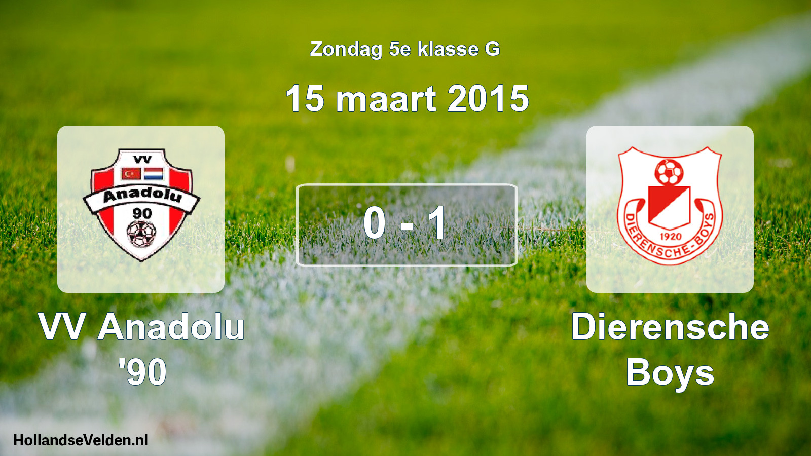Total number of matches played: VV Anadolu '90 - Dierensche Boys 0 - 1 (15 March 2015)