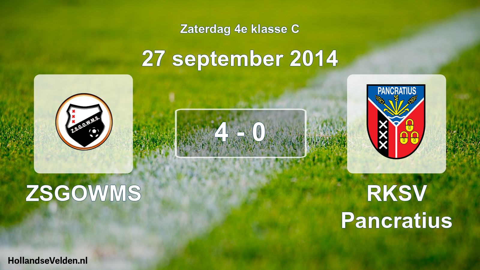 Total number of matches played: ZSGOWMS - RKSV Pancratius 4 - 0 (27 September 2014)