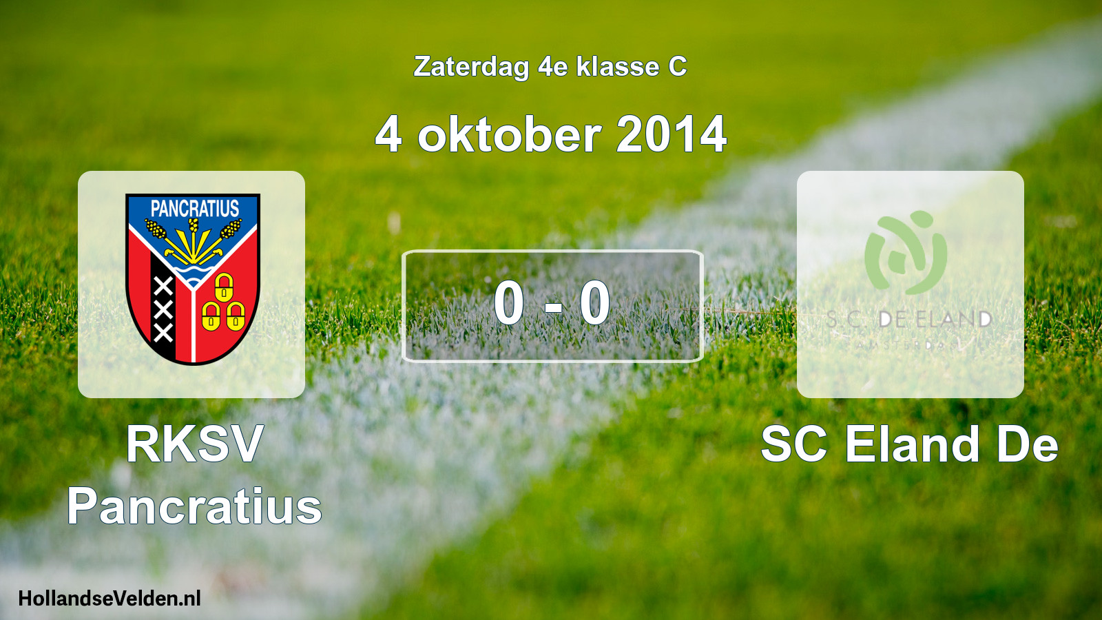 Total number of matches played: RKSV Pancratius - SC Eland De 0 - 0 (4 October 2014)