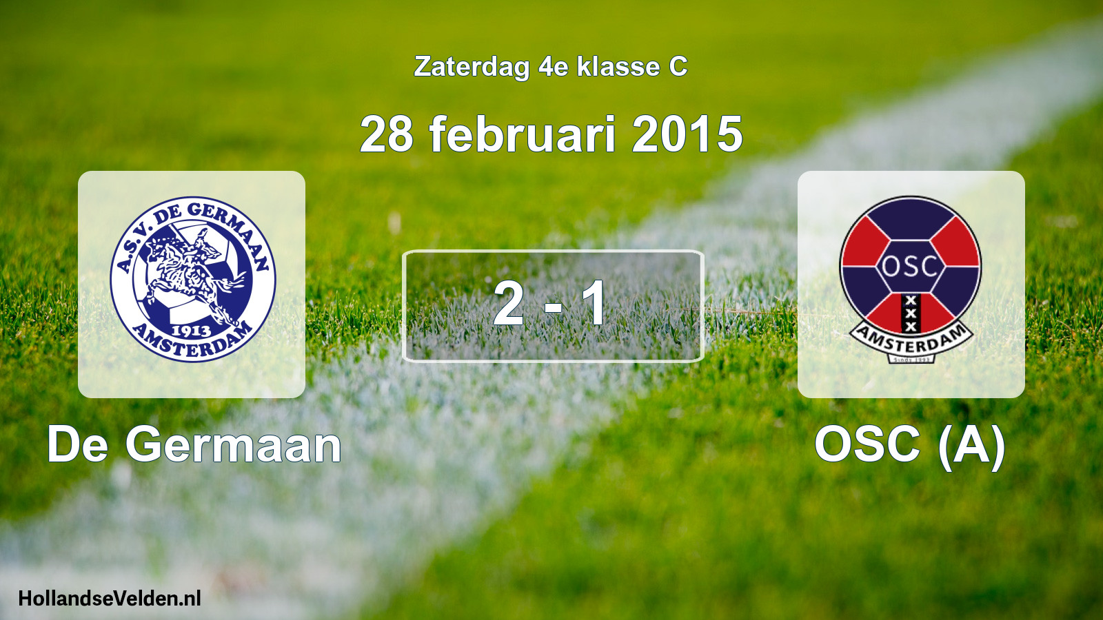 Total number of matches played: De Germaan - OSC (A) 2 - 1 (28 February 2015)