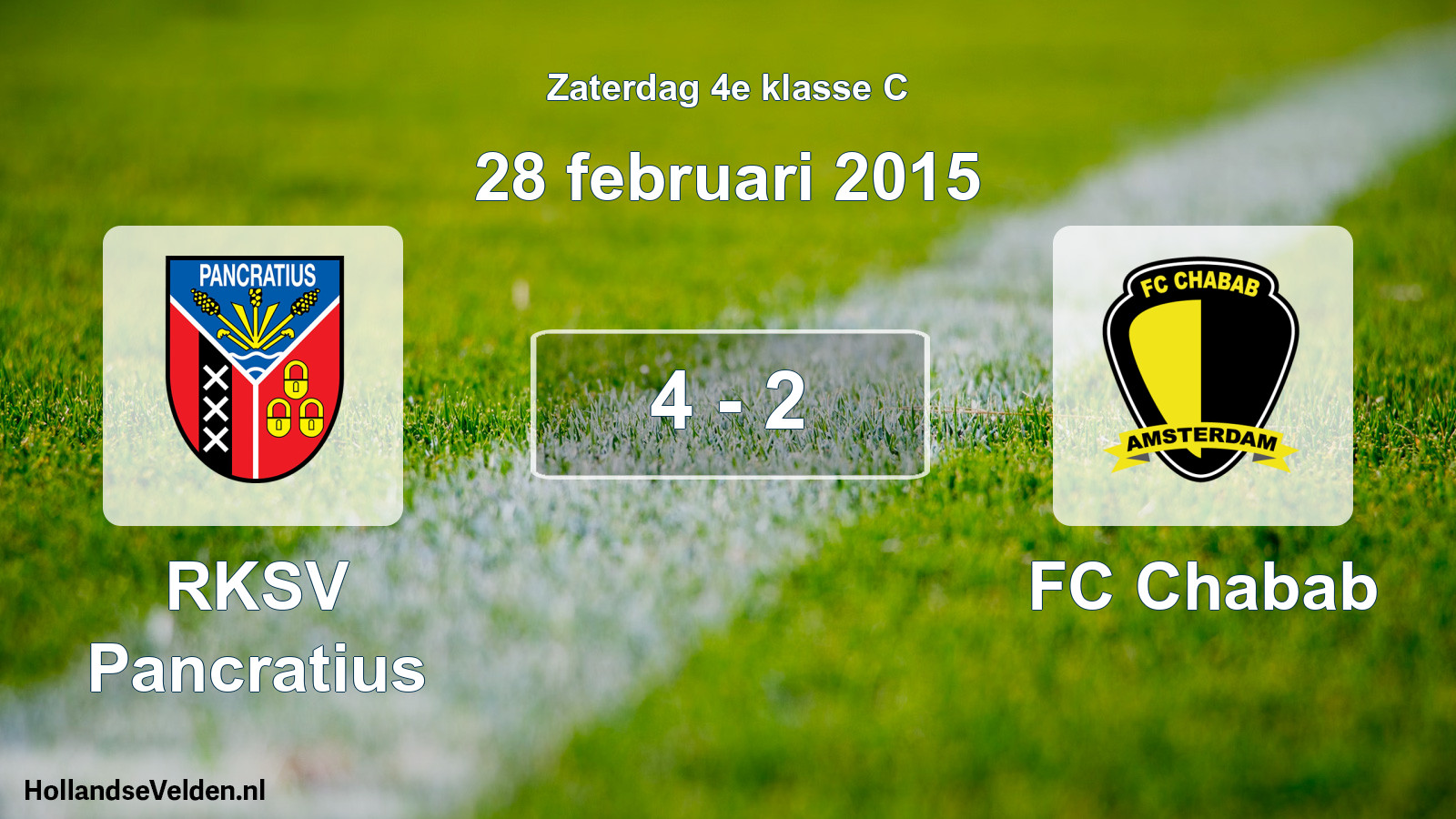 Total number of matches played: RKSV Pancratius - FC Chabab 4 - 2 (28 February 2015)