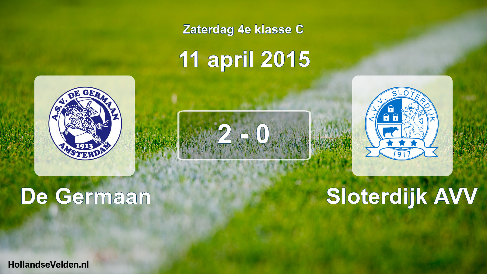 Total number of matches played: De Germaan - Sloterdijk AVV 2 - 0 (11 April 2015)