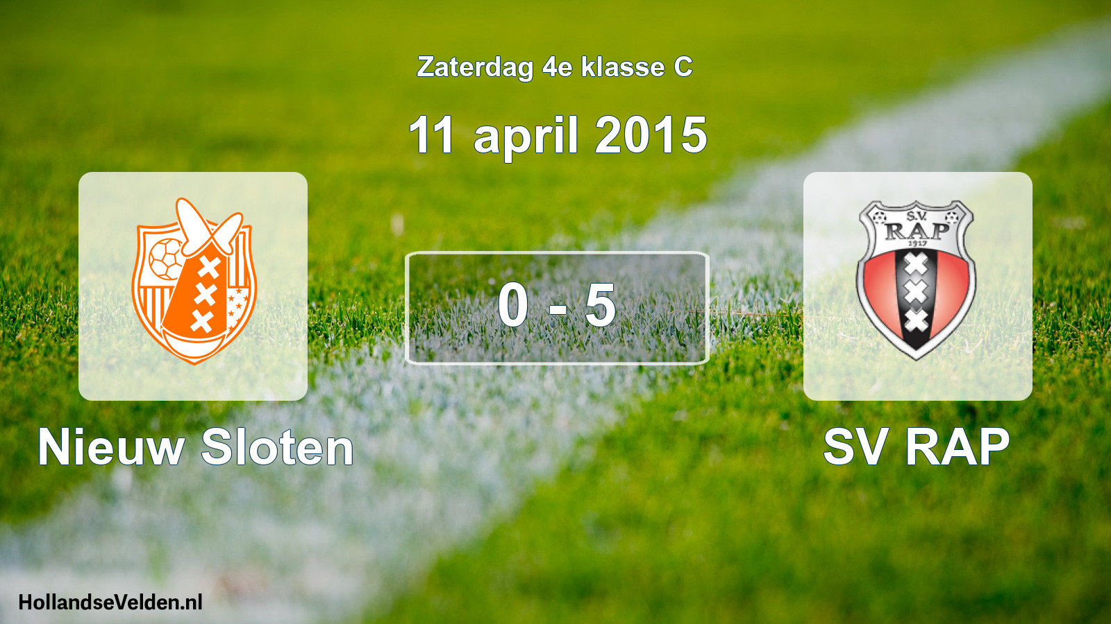 Total number of matches played: Nieuw Sloten - SV RAP 0 - 5 (11 April 2015)
