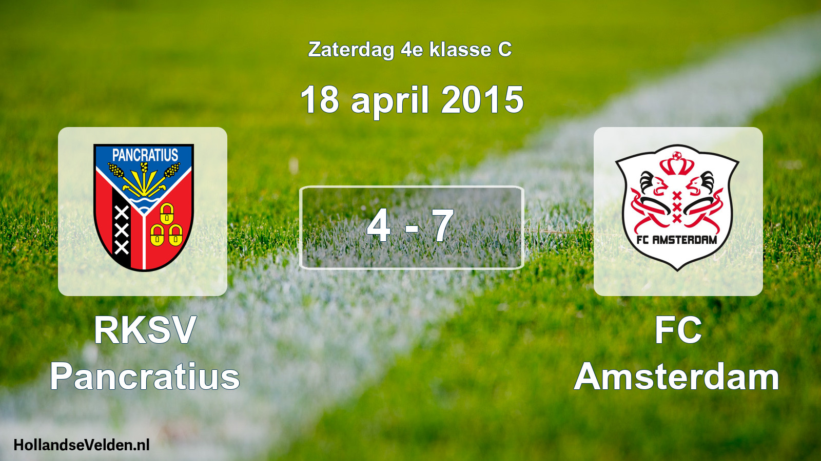 Total number of matches played: RKSV Pancratius - FC Amsterdam 4 - 7 (18 April 2015)