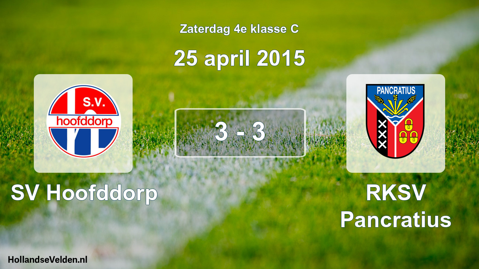 Total number of matches played: SV Hoofddorp - RKSV Pancratius 3 - 3 (25 April 2015)