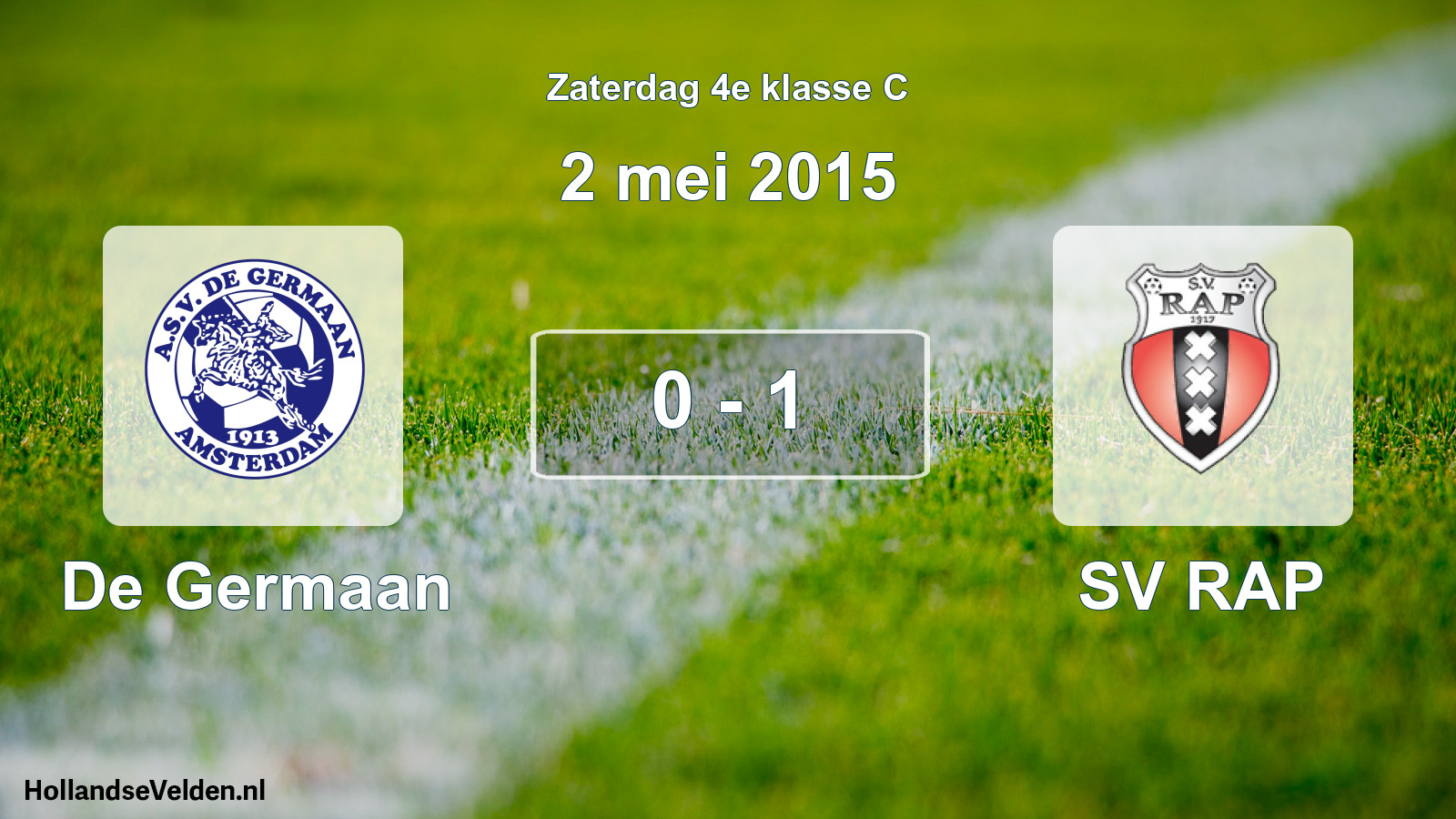 Total number of matches played: De Germaan - SV RAP 0 - 1 (2 May 2015)