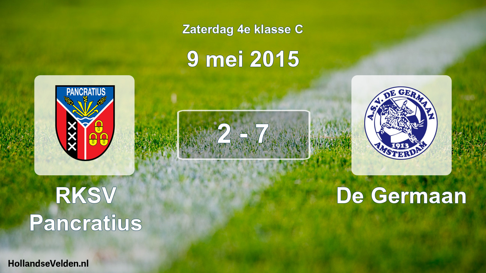 Total number of matches played: RKSV Pancratius - De Germaan 2 - 7 (9 May 2015)