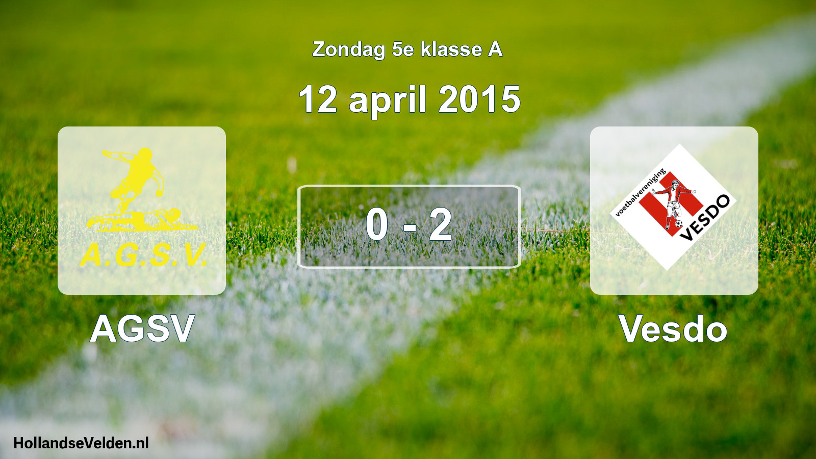 Gespeelde wedstrijd: AGSV - Vesdo 0 - 2 (12 april 2015)