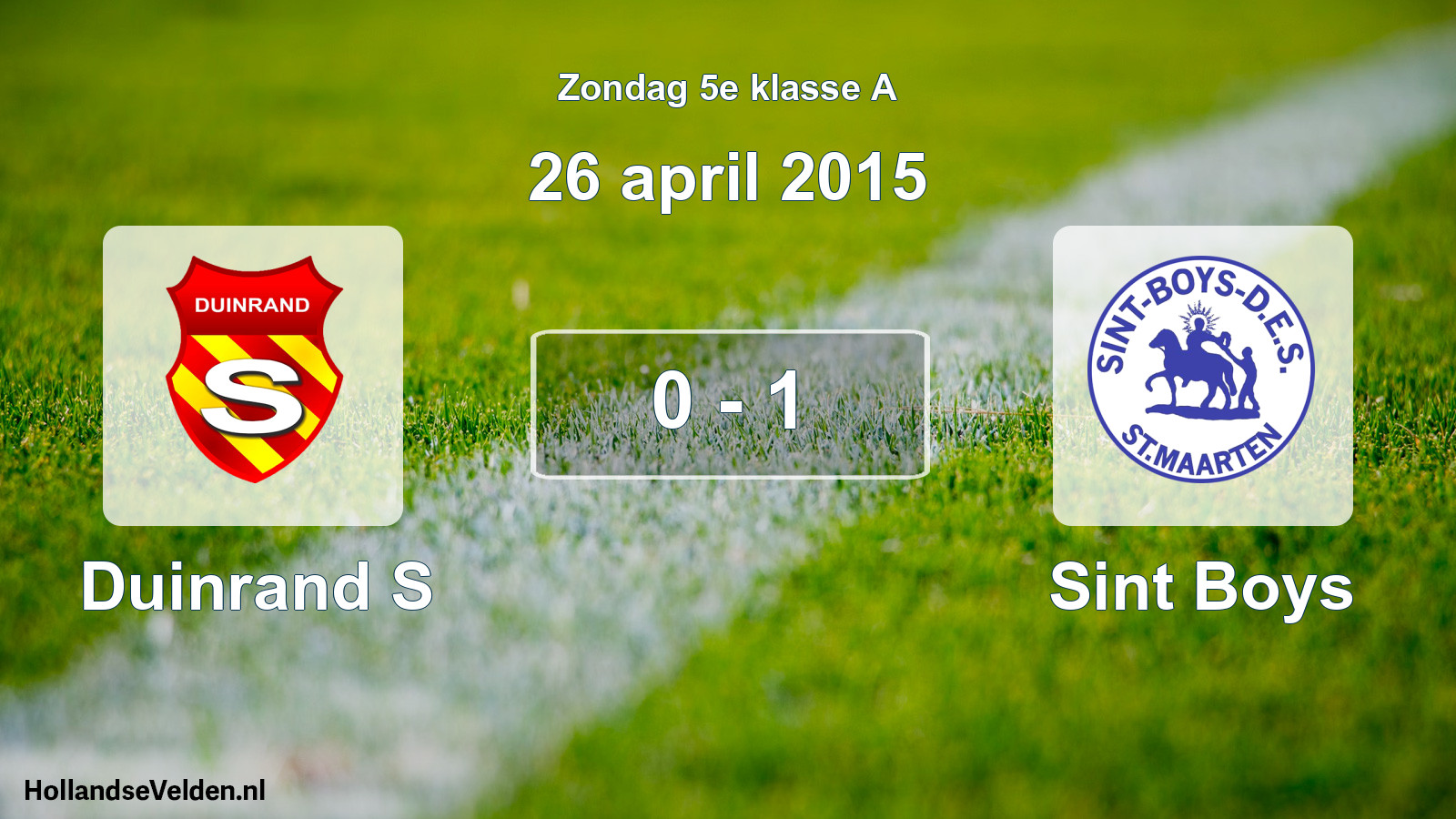 Total number of matches played: Duinrand S - Sint Boys 0 - 1 (26 April 2015)