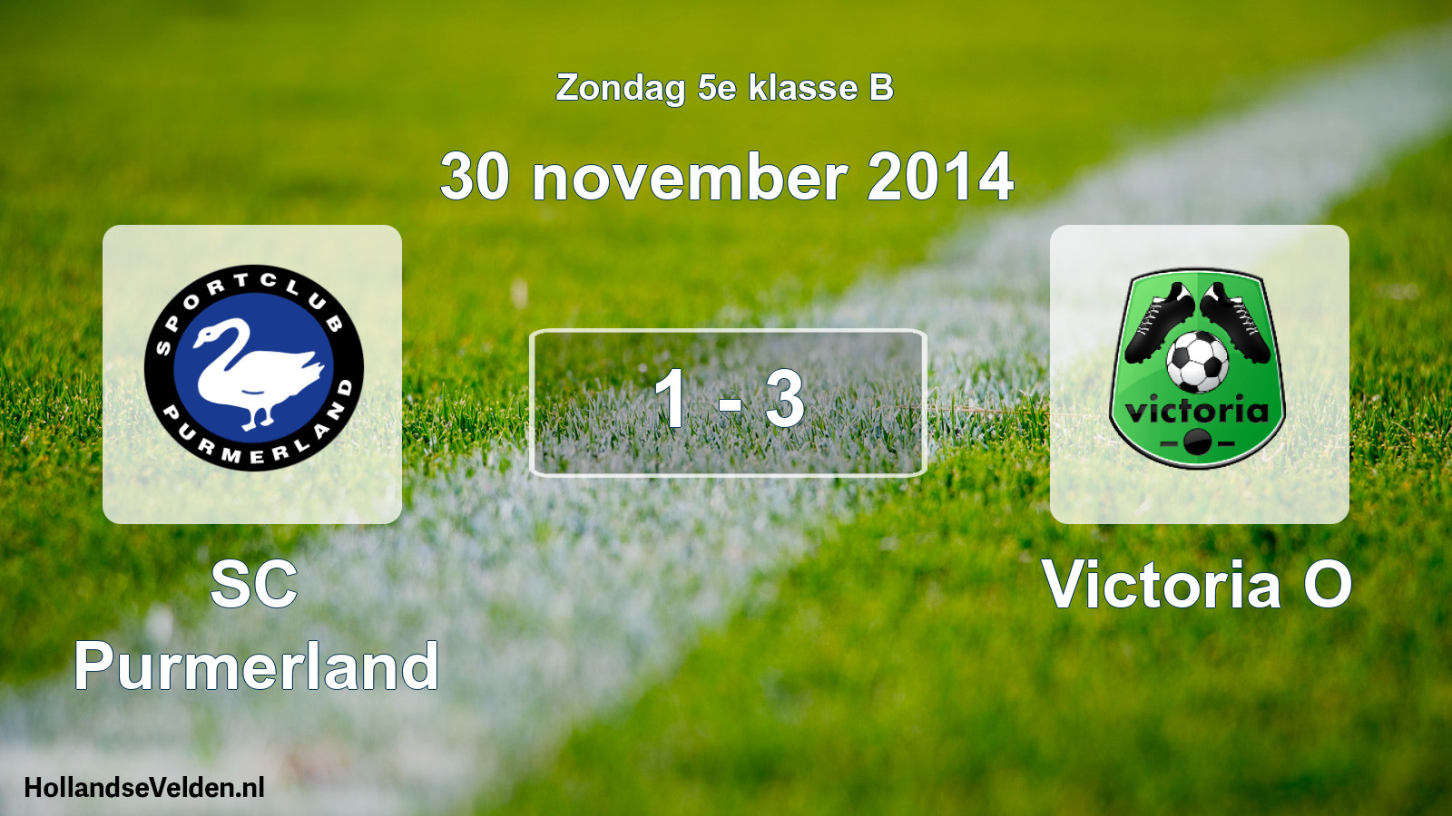 Total number of matches played: SC Purmerland - Victoria O 1 - 3 (30 November 2014)
