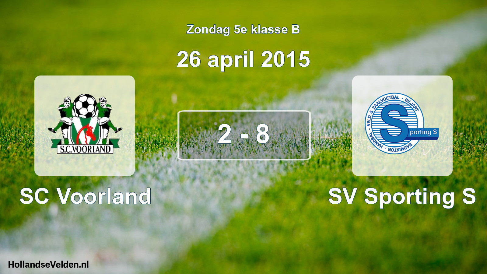 Total number of matches played: SC Voorland - SV Sporting S 2 - 8 (26 April 2015)