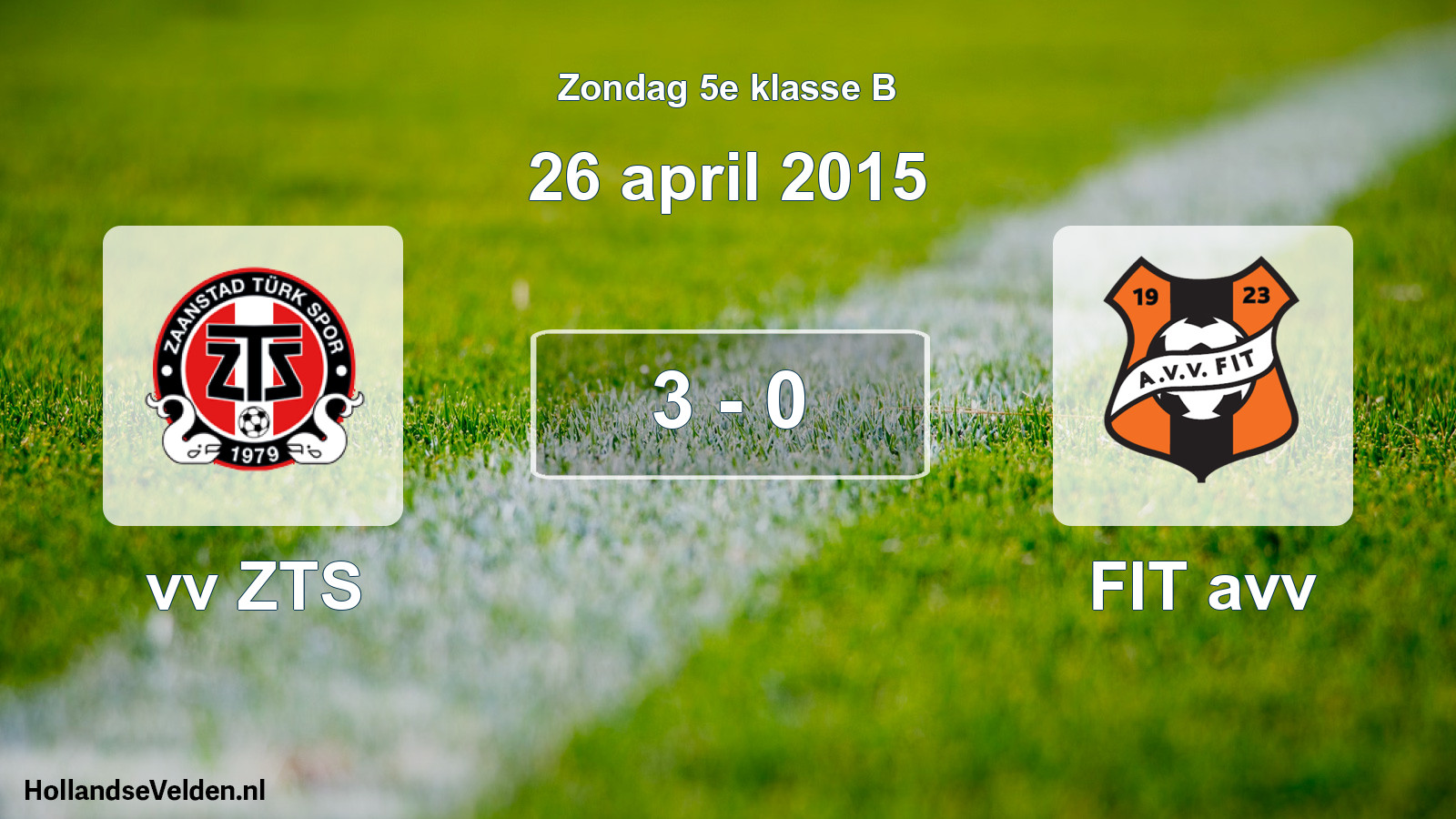 Total number of matches played: vv ZTS - FIT avv 3 - 0 (26 April 2015)