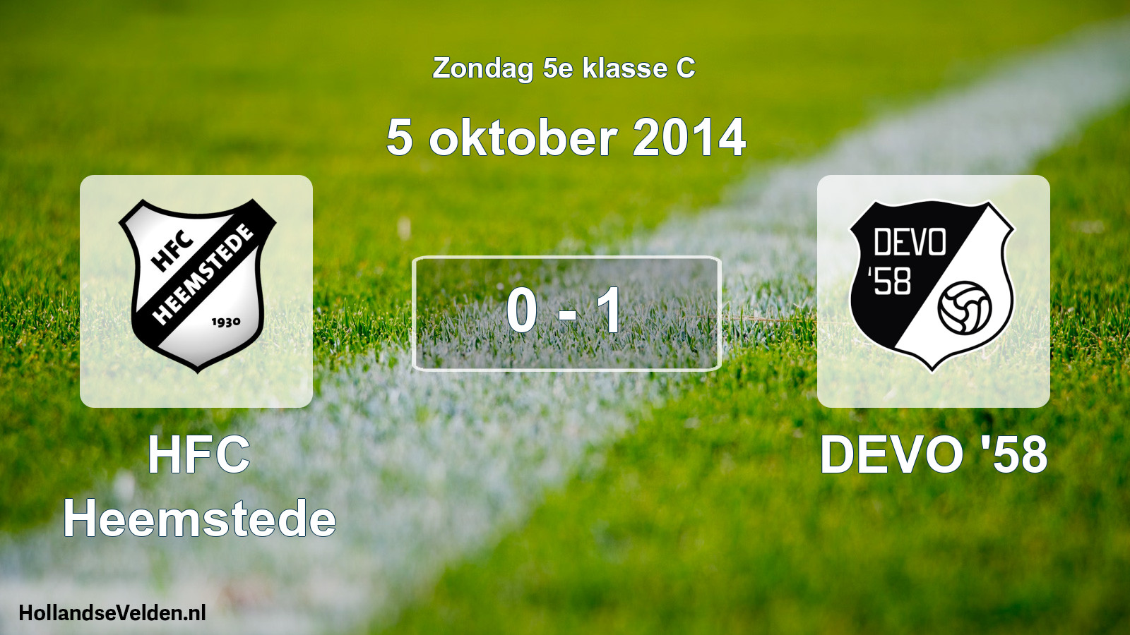 Total number of matches played: HFC Heemstede - DEVO '58 0 - 1 (5 October 2014)