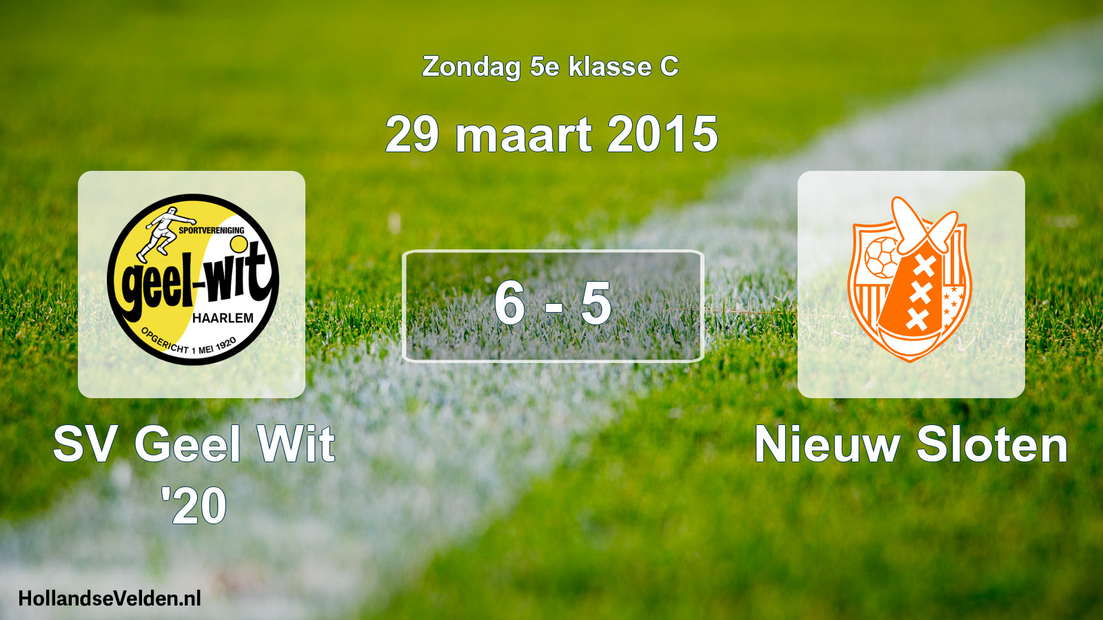 Total number of matches played: SV Geel Wit '20 - Nieuw Sloten 6 - 5 (29 March 2015)
