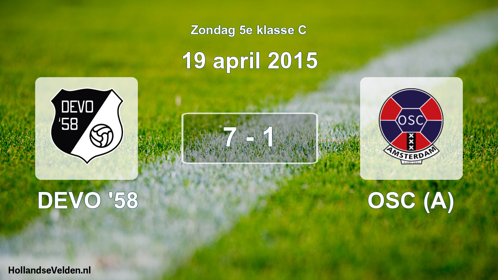 Total number of matches played: DEVO '58 - OSC (A) 7 - 1 (19 April 2015)