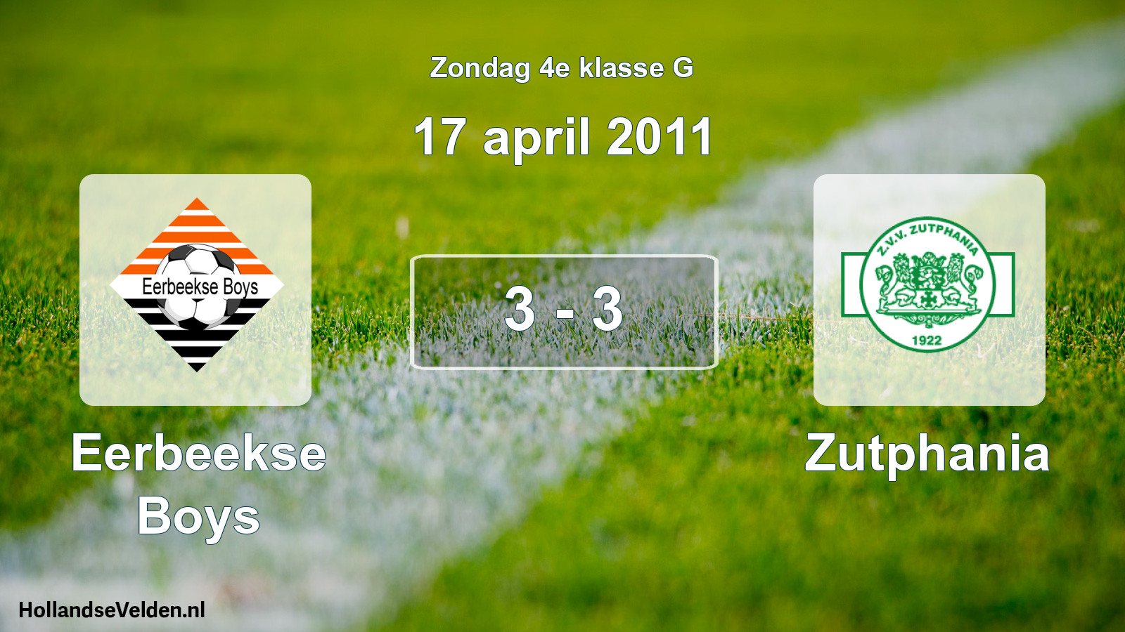 Total number of matches played: Eerbeekse Boys - Zutphania 3 - 3 (17 April 2011)