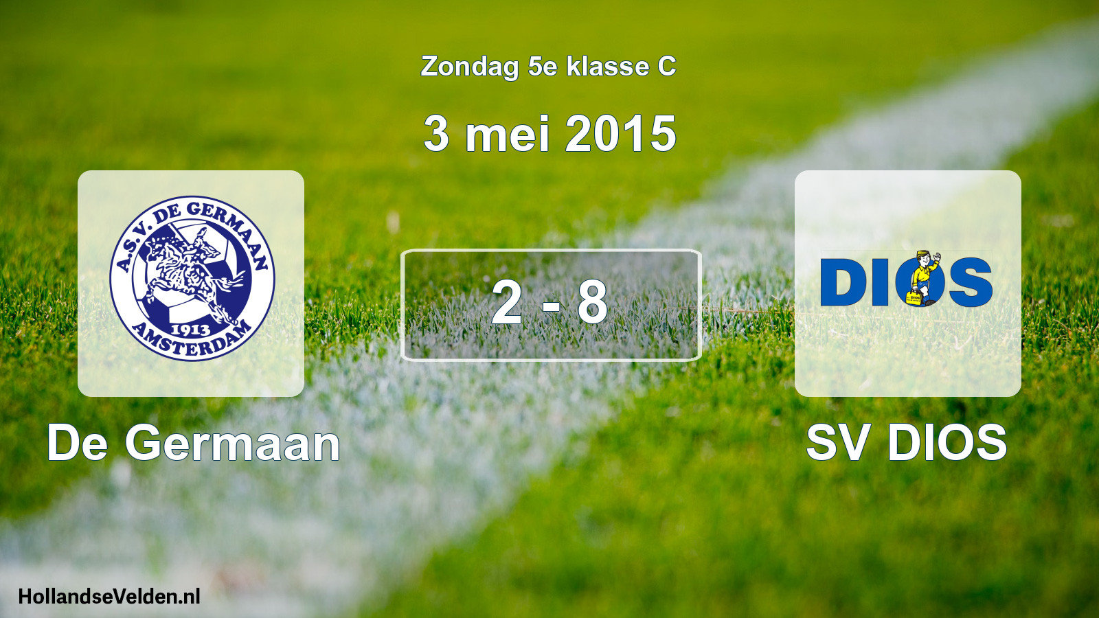 Total number of matches played: De Germaan - SV DIOS 2 - 8 (3 May 2015)
