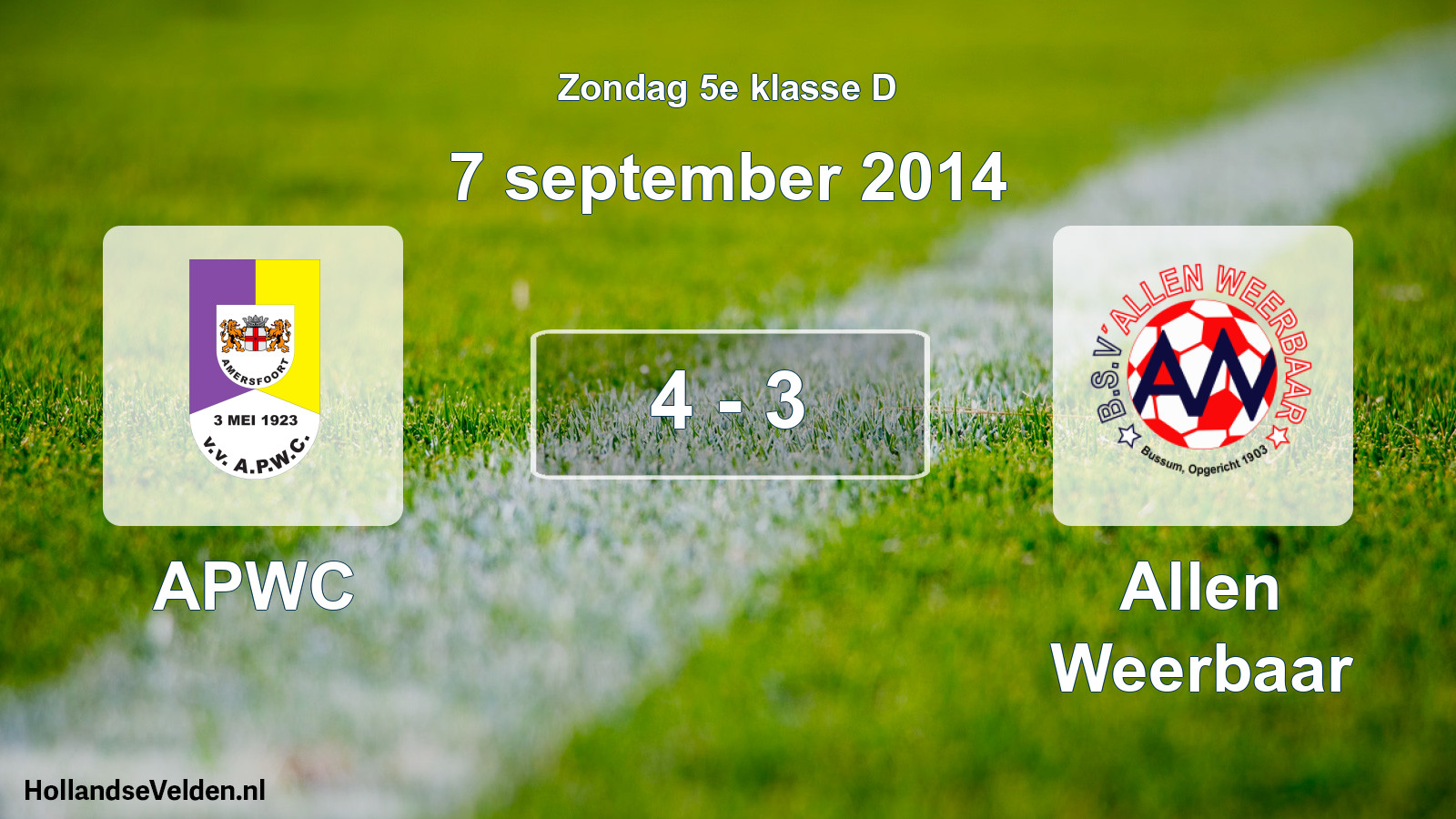 Total number of matches played: APWC - Allen Weerbaar 4 - 3 (7 September 2014)