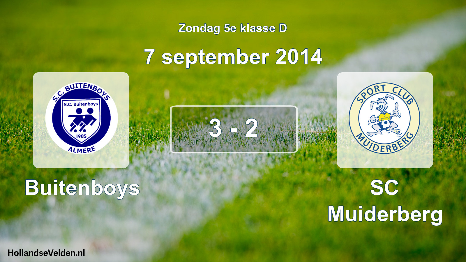Total number of matches played: Buitenboys - SC Muiderberg 3 - 2 (7 September 2014)